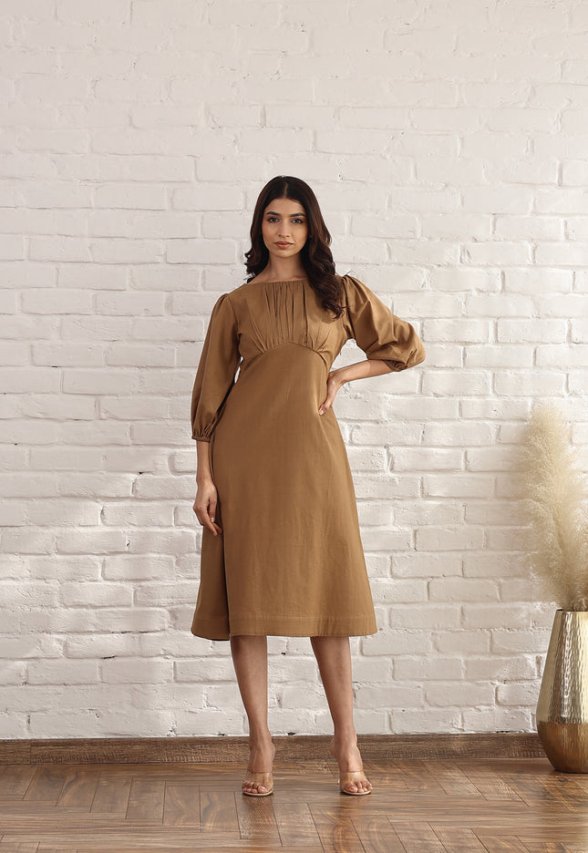 Brown A line midi dress