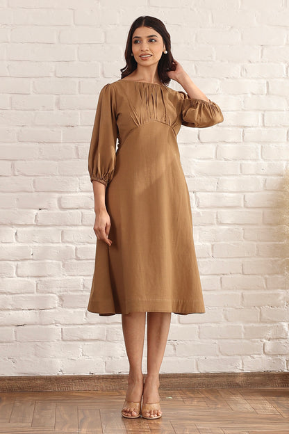 Brown A line midi dress