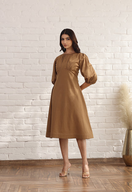 Brown A line midi dress