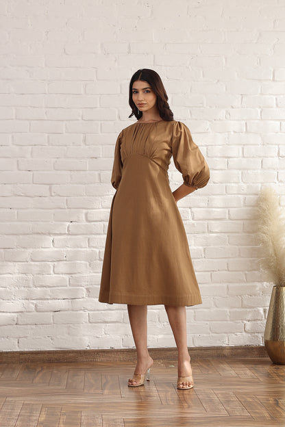 Brown A line midi dress