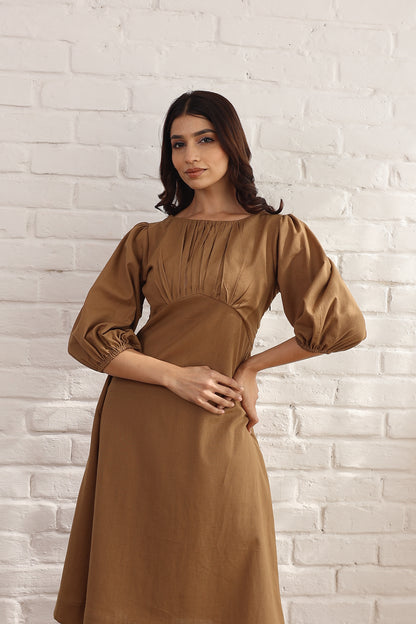 Brown A line midi dress