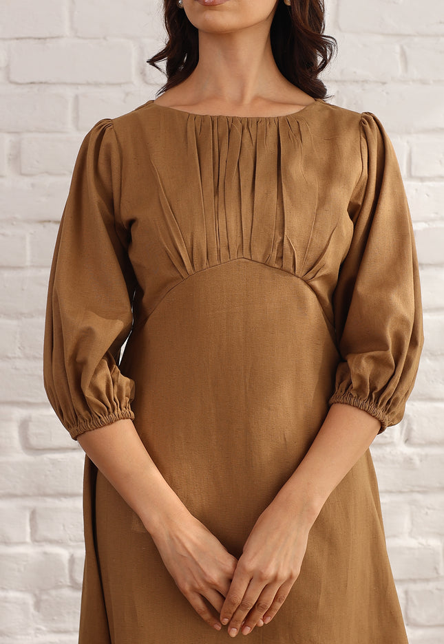 Brown A line midi dress