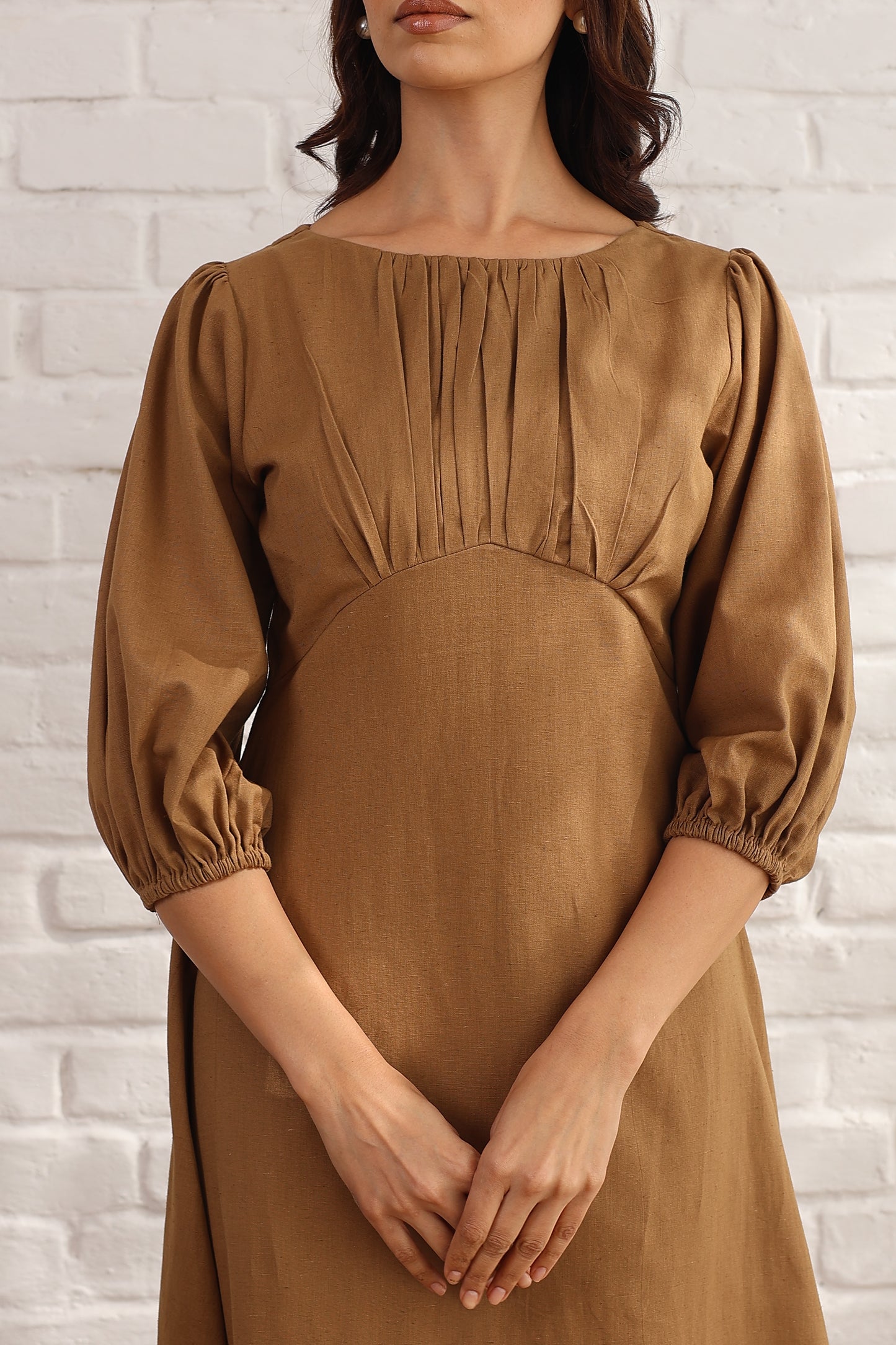 Brown A line midi dress