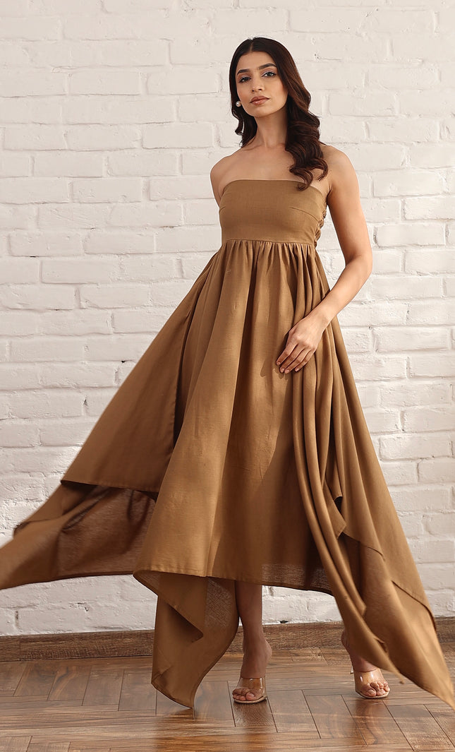 Brown flare dress