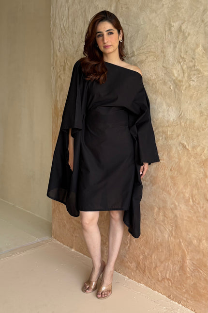Black cotton kaftan dress