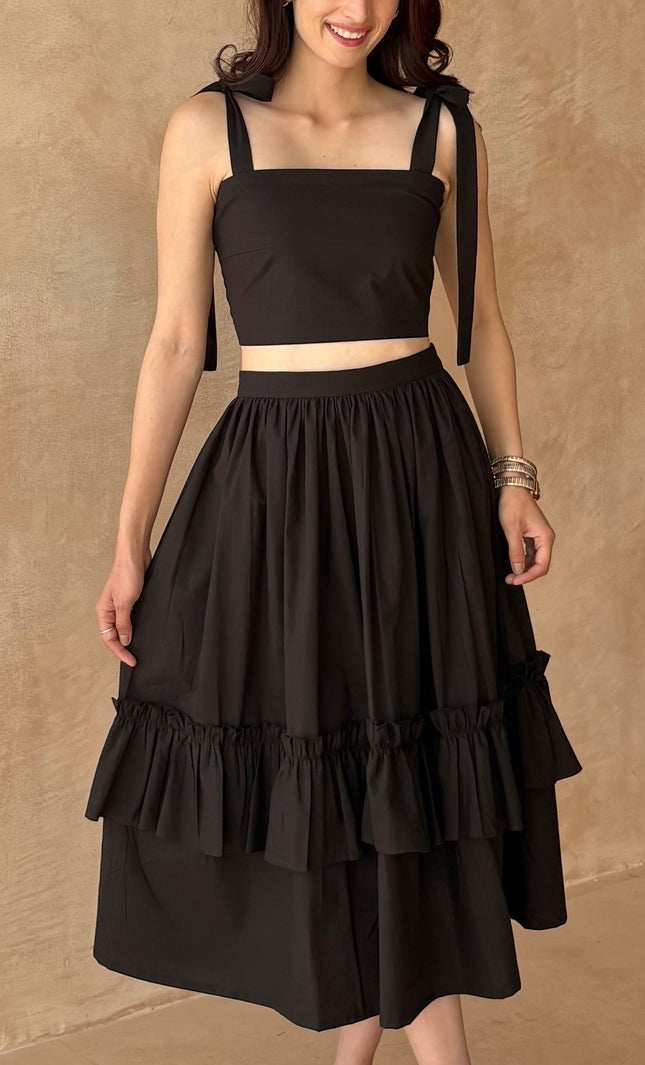 Black tie up co-ord