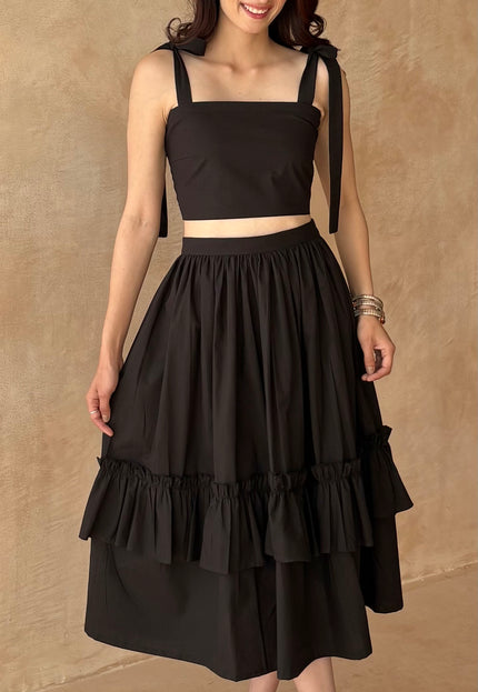 Black tie up co-ord