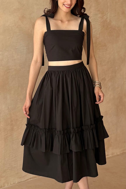 Black tie up co-ord