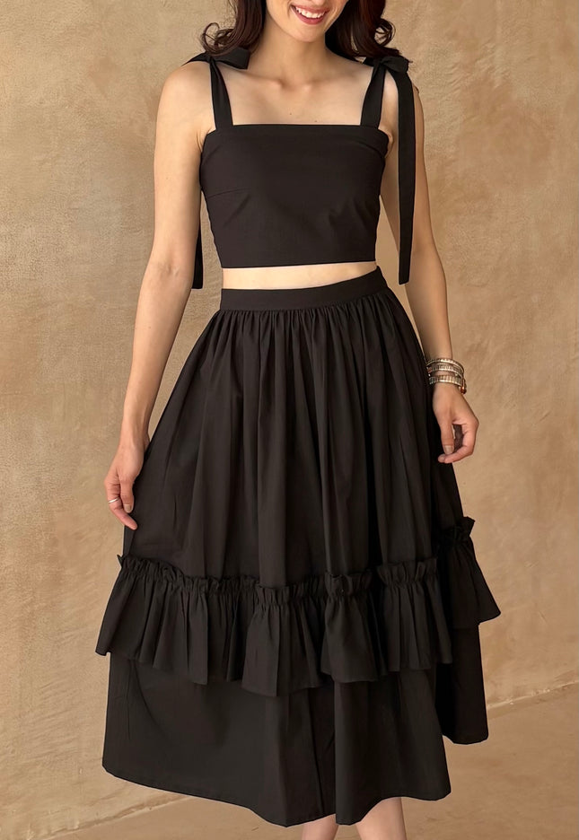 Black tie up co-ord