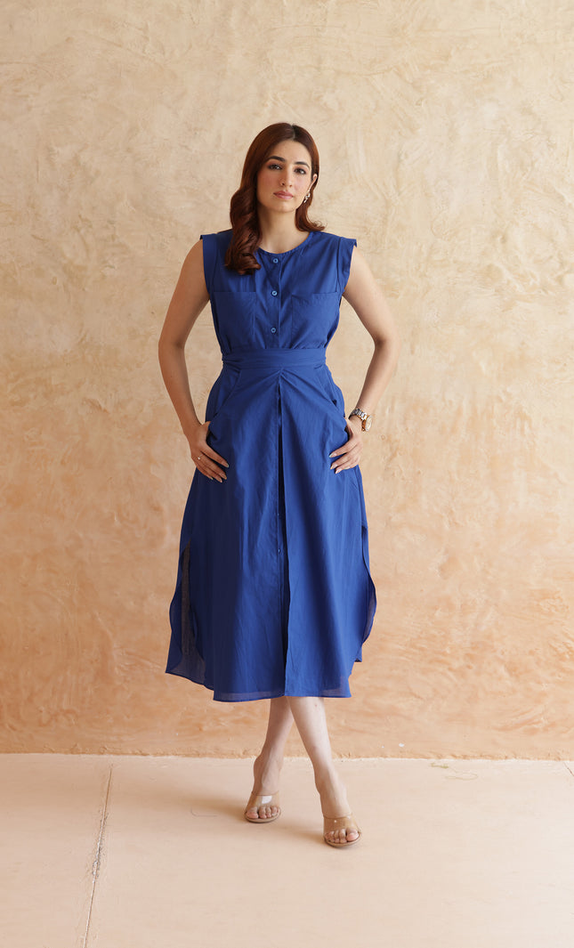 Royal blue midi dress