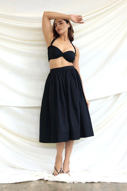 Black co-ord skirt and bandeau top