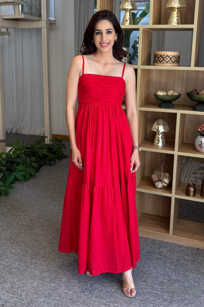 Red maxi dress