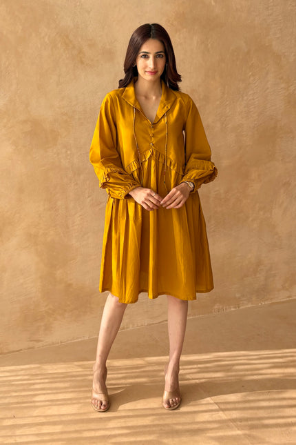Mustard cotton dress