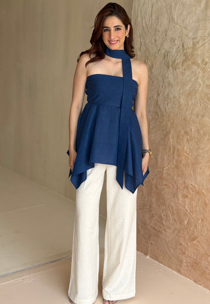 Denim peplum top