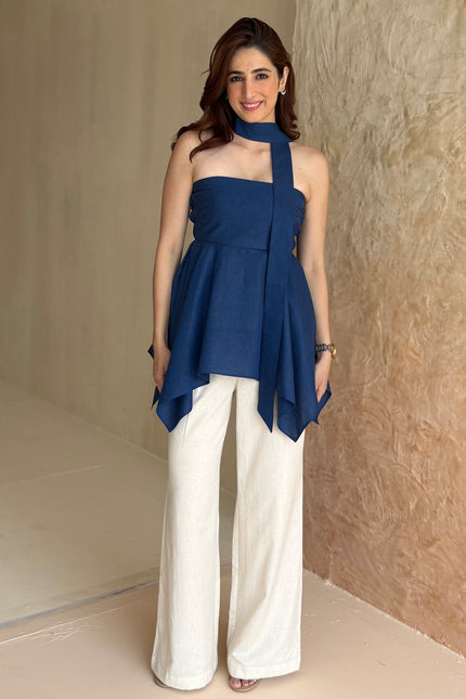 Denim peplum top
