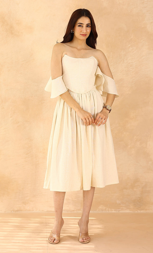 Beige corset + midi skirt