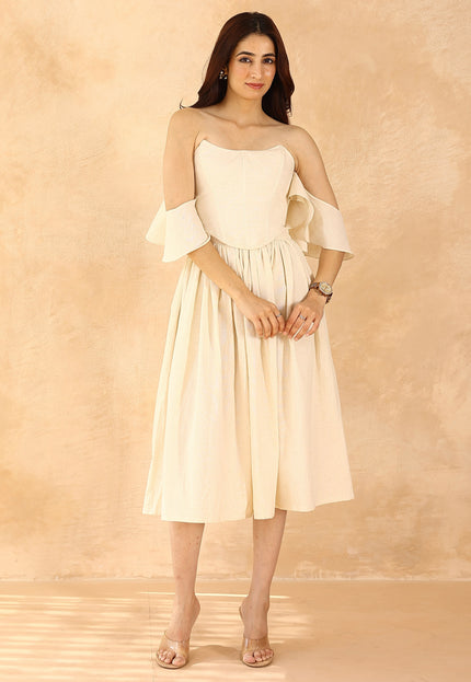 Beige corset + midi skirt