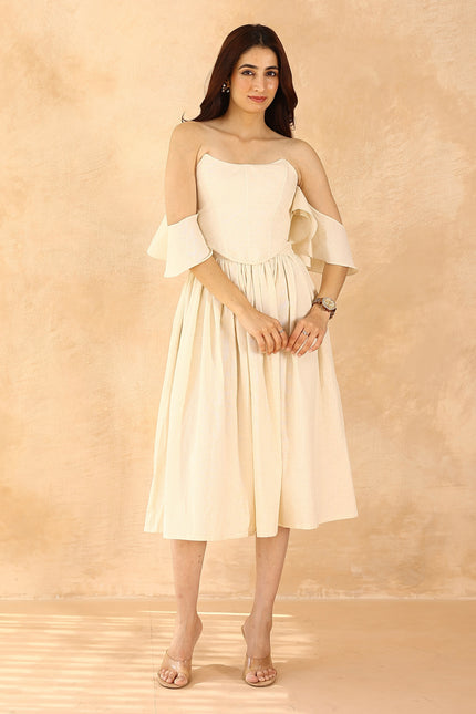 Beige corset + midi skirt