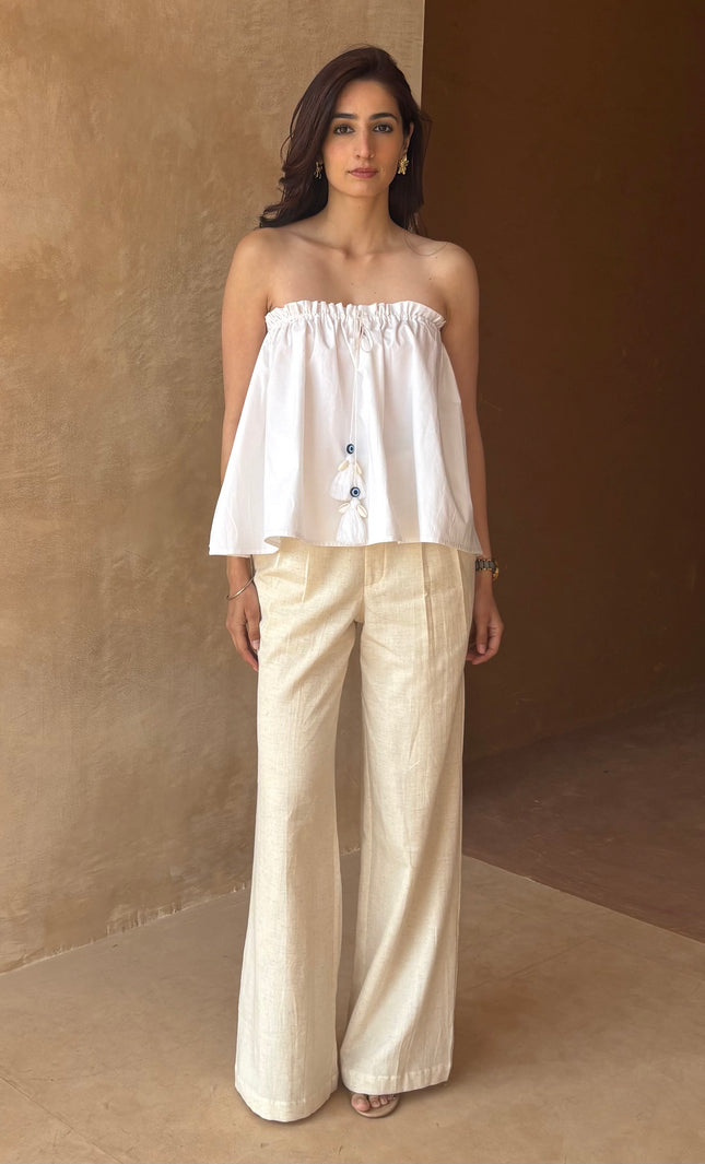 Tailored pants + tie up top