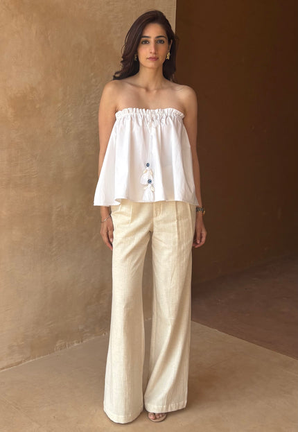 Tailored pants + tie up top