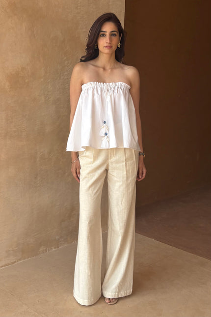Tailored pants + tie up top