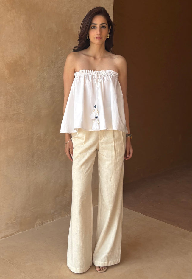 Tailored pants + tie up top
