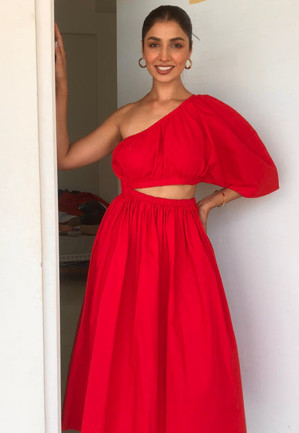 One shoulder midi dress