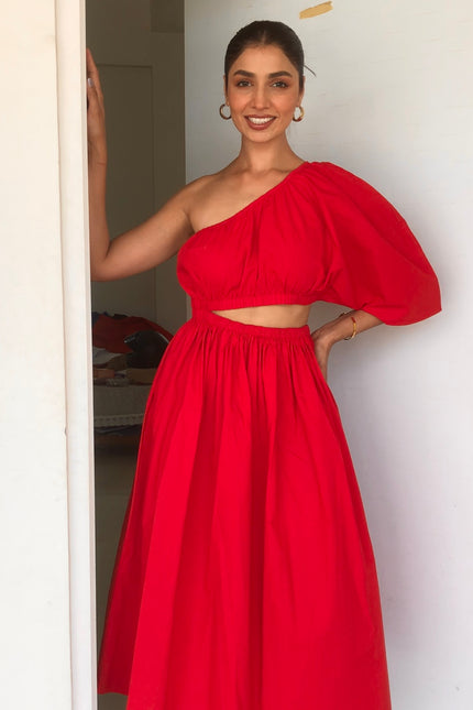 One shoulder midi dress