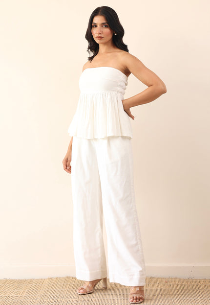 Gathered top and high waist pants