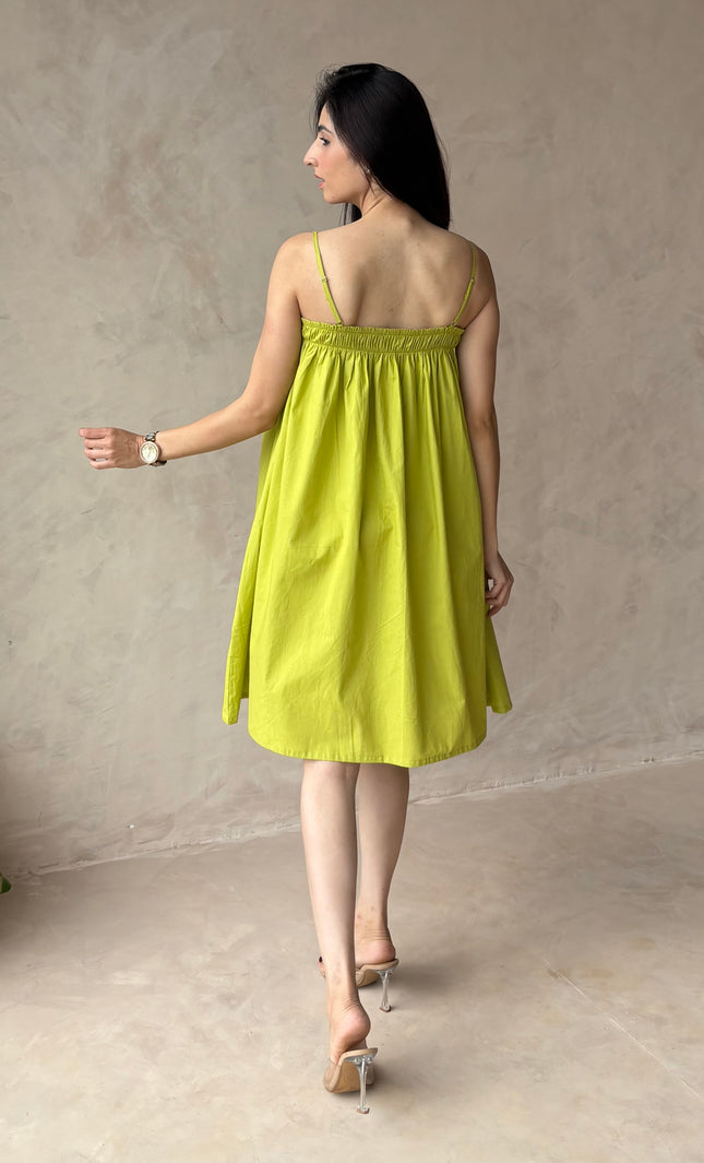 Green smocked dress