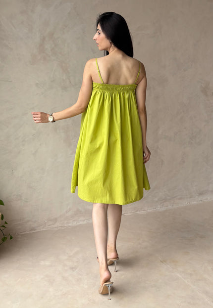 Green smocked dress