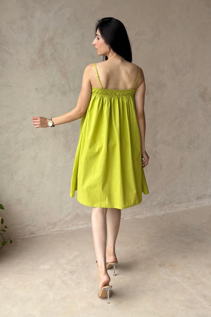 Green smocked dress