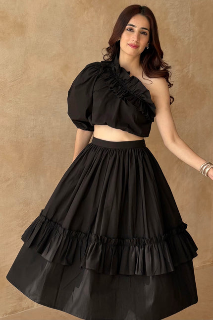 Black frilled co-ord