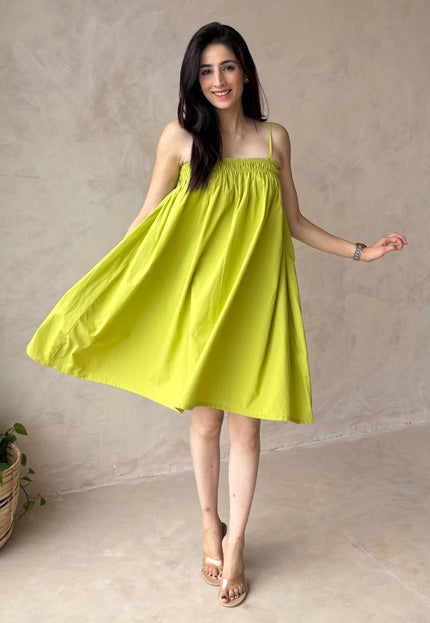 Green smocked dress