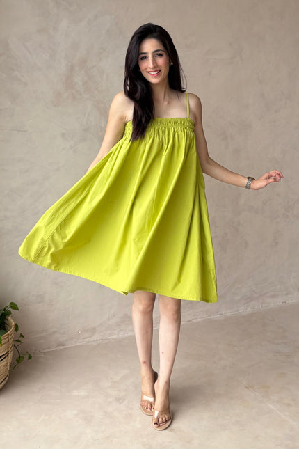 Green smocked dress