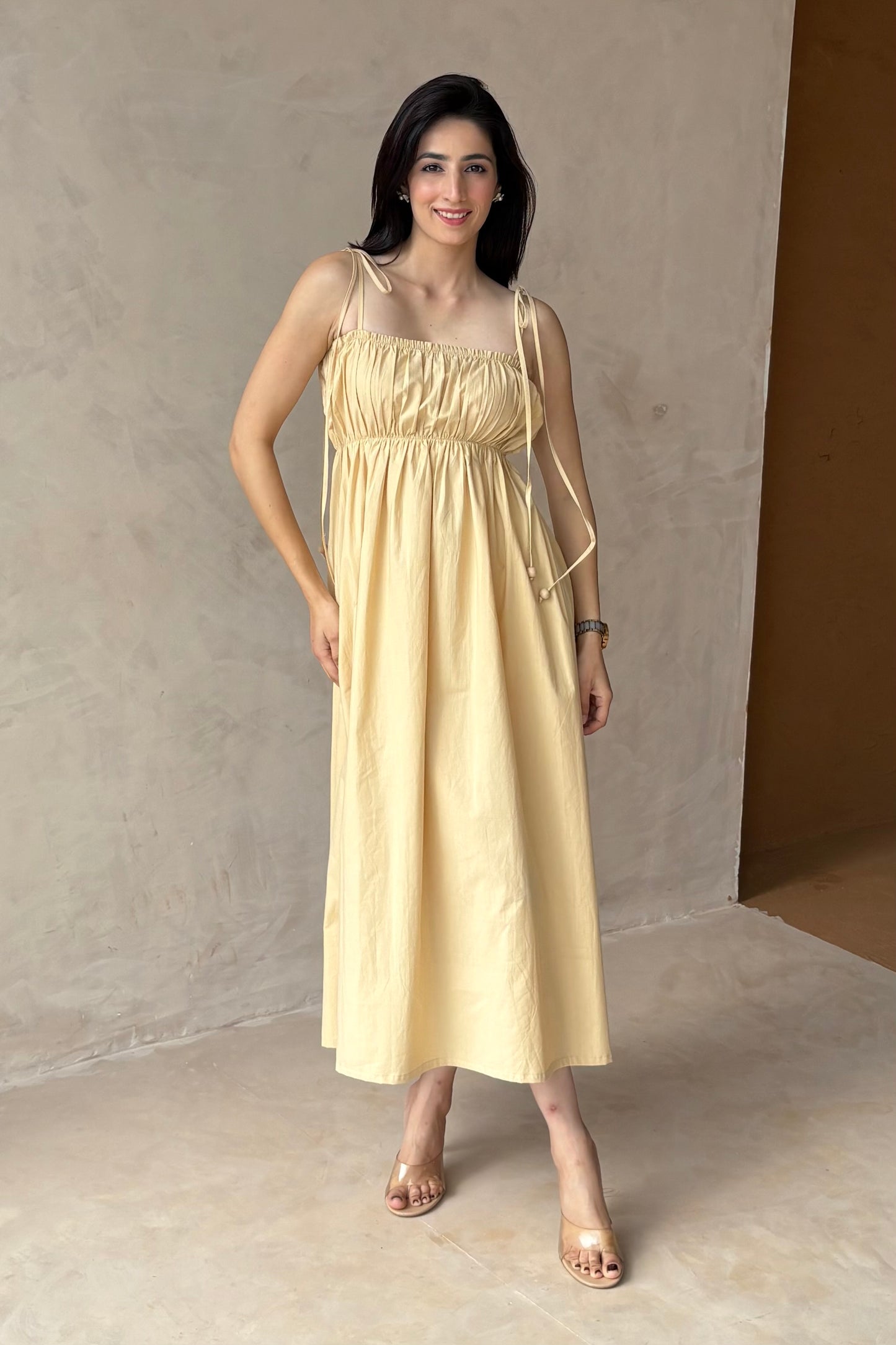 Beige midi dress