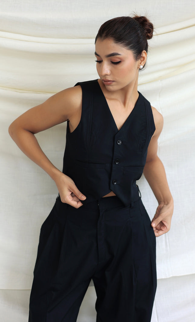 Black tailored waistcoat