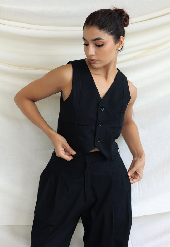 Black tailored waistcoat