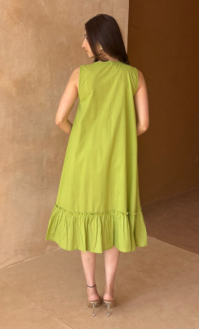 Green midi dress