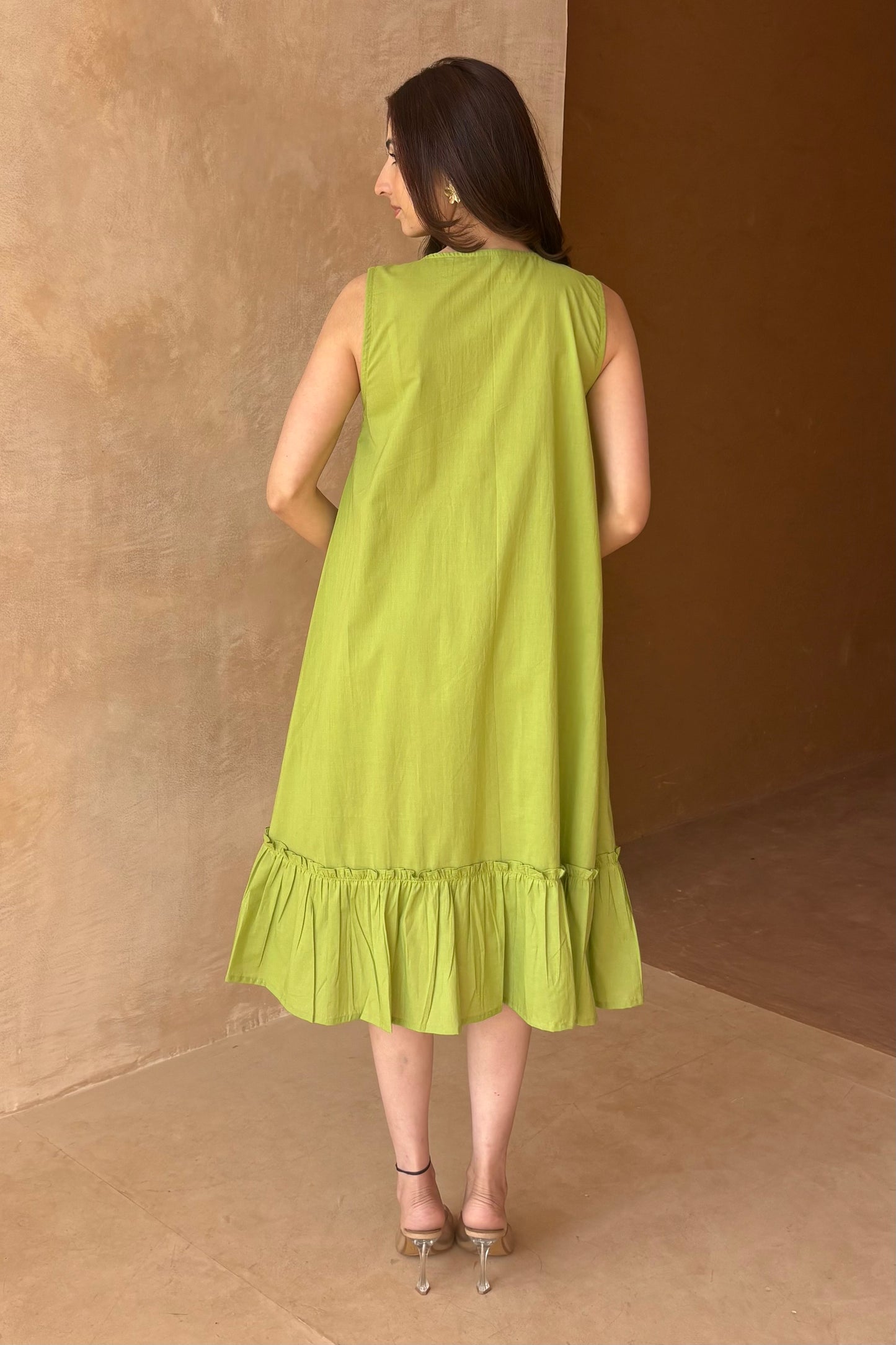Green midi dress