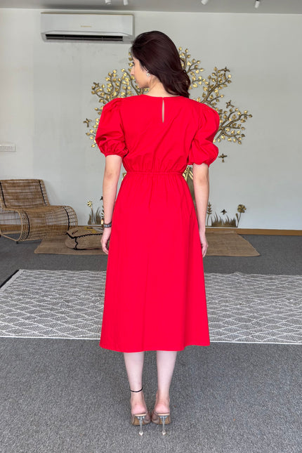 Red wooden ring dress