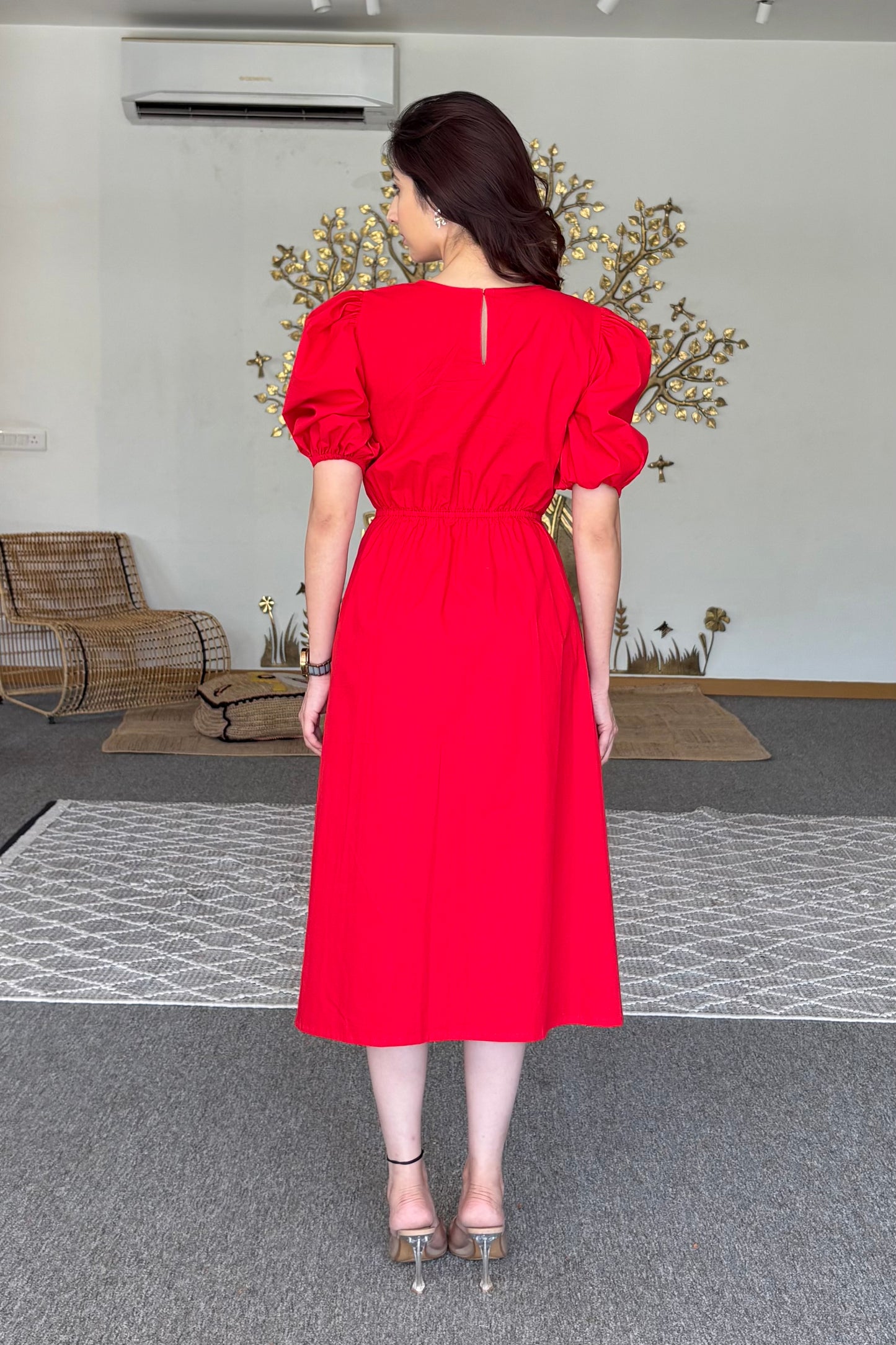 Red wooden ring dress