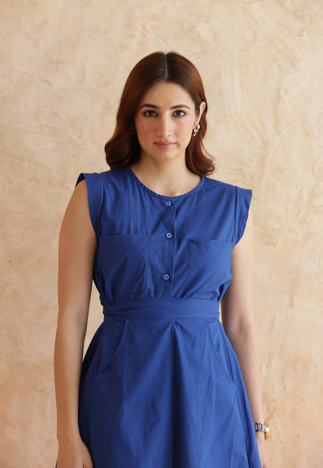 Royal blue midi dress
