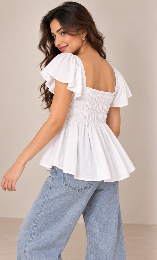 Black cotton peplum top
