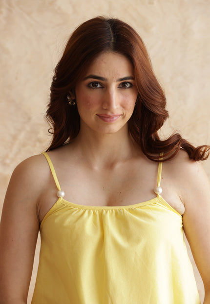 Butter yellow two layer top