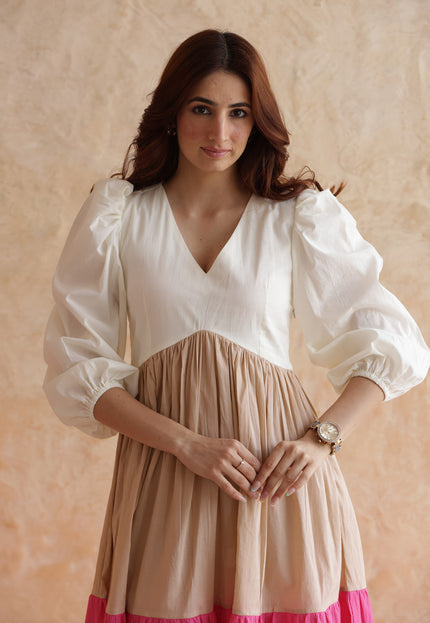 Multi shade cotton midi dress