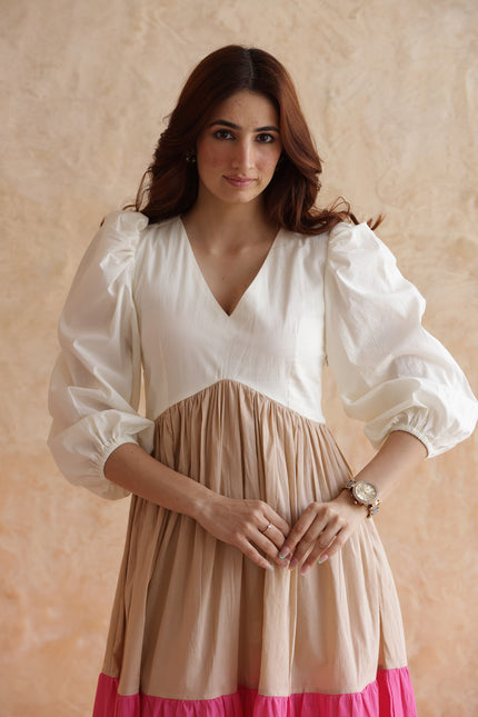 Multi shade cotton midi dress