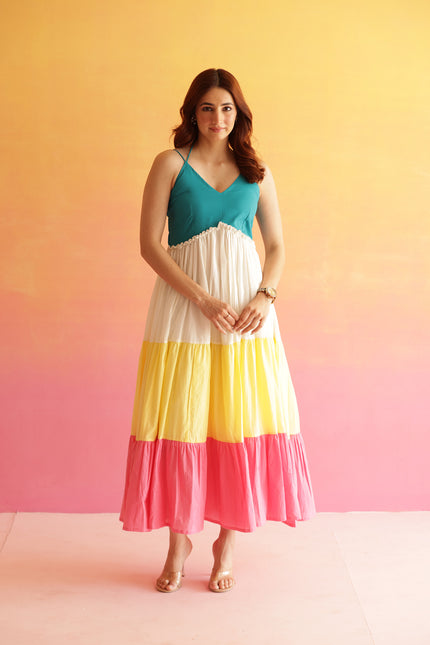 Cotton maxi dress with halter straps