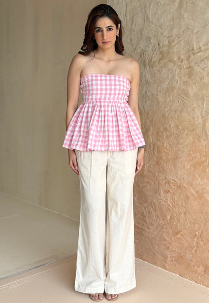 Gingham peplum top