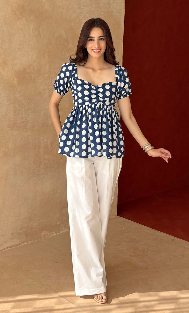Polka dot peplum top